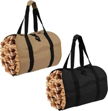 2Pcs Firewood Bag Carrier, Durable Log Carrier Tote Wood Bag Firewood Holder Fir