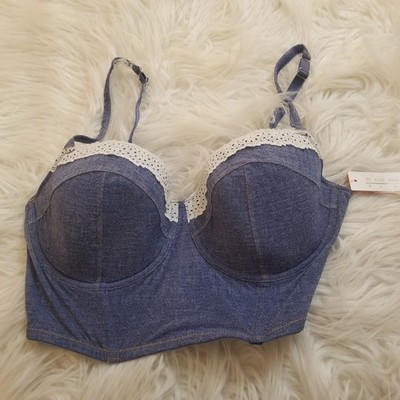 Colsie NWT Denim Like Bralette Top Size Small With White Eyelet Trim