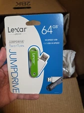 Lexar JumpDrive TwistTurn 64GB USB Flash Drive  Blue or Green