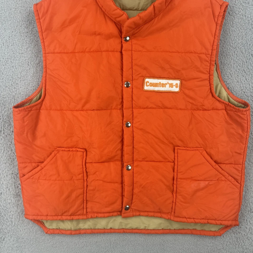 Vtg Swingsters World Of Wearables XL USA Made Orange Hunting Vest Counter 15-6 - Image 4 of 4