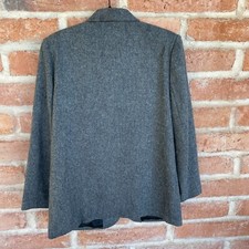 Sag Harbor Blazer Women 12 Gray 1 Button Wool Blend Lined Single Breasted Jacket