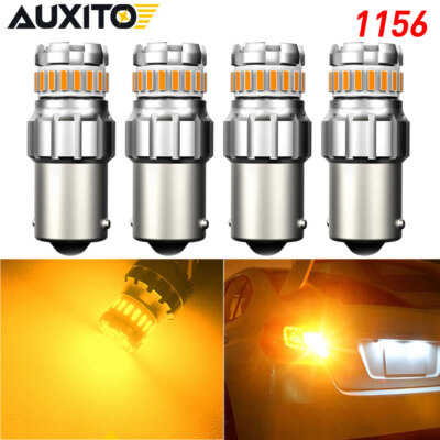 4x 1156 P21W 7506 LED Yellow Turn Signal Parking DRL High Power Light Bulbs Lamp