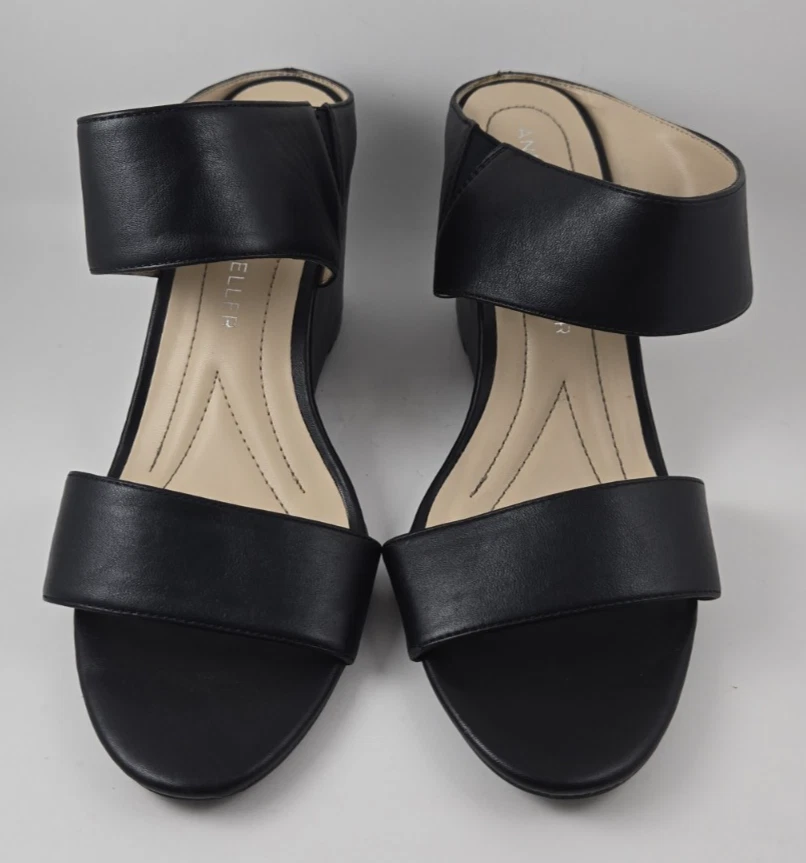 Andrew Geller Barbara Sandalias de cuña negras Zapatos sin cordones para mujer Talla 8,5 M Foto 3 de 4
