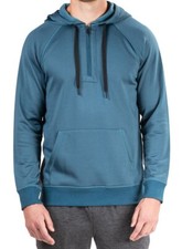 New Mens Natori Sathya Quarter Zip Double Face Blue Fleece Hoodie Sweatshirt XL