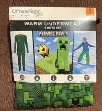 ClimateRight Cuddl Duds Small 6/7 Minecraft Boys 2pc Warm Underwear Set NIP
