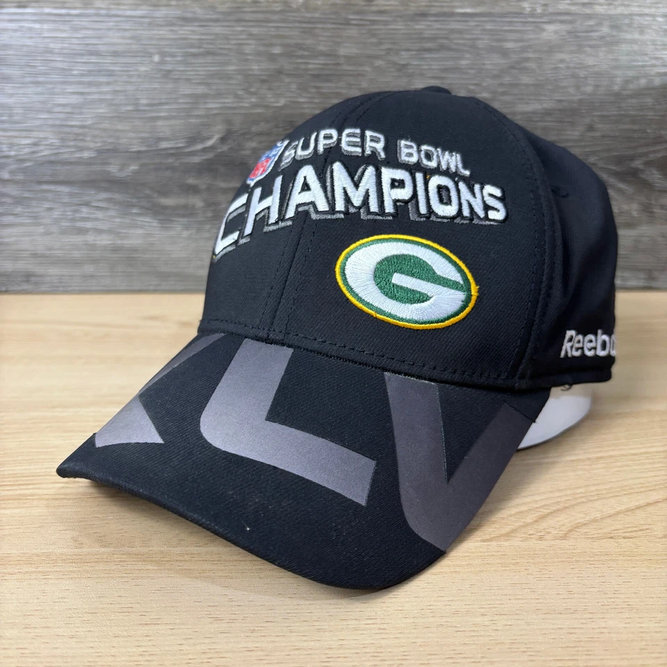 Gorra ajustada Green Bay Packers talla única negra Super Bowl NFL fútbol Reebok Foto 3 de 4