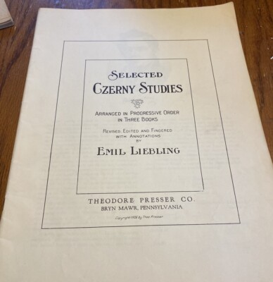 1906 Selected Czerny Studies Arranged In Progressive Order In Three Books