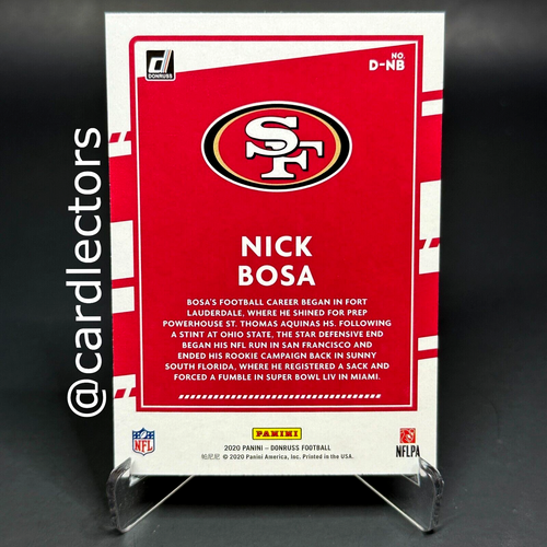2020 Panini Donruss Football NICK BOSA Dominators #D-NB Insert 49ERS - Afbeelding 2 van 2
