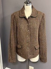Coldwater Creek PM Jacket Brown Tweed Fall Colors Button Down Lined