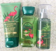 3 WATERMELON MOJITO Travel Shower Gel + Body Cream + Fragrance Mist SET of 3