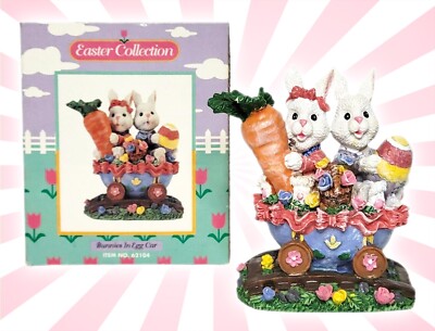 THC Easter Collection 4'' Bunnies in Egg Car Colorful Figurine w/ Box