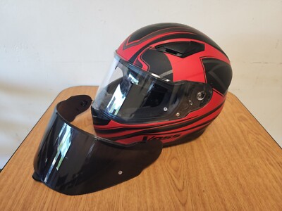 Voss 988 Moto-1 Red & Black Helmet size Medium with a replacement face shield