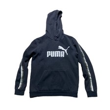 Puma Fleece Hoodie Sweatshirt Mens Size Small Charcoal Gray Drawstring