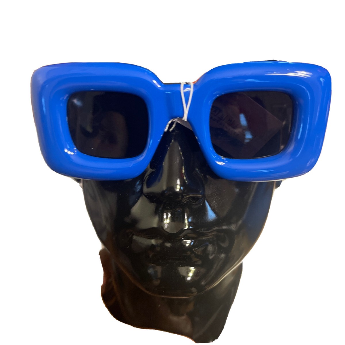Puffy bubble Blue Square Sunglasses super fun stylish trendy GLAMPUNK - Oversized Puffy Square Sunglasses W Black & Blue  main image 4