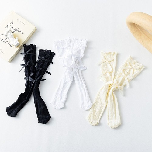 Out Lace Korean Style Stockings Knee High Socks Kids Hosiery Girls Long Socks - Picture 8 of 26