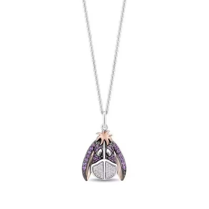 0.5 Ct Round Simulated Amethyst Women's Eeyore Pendant 14K Two Tone Gold Plated - Image 3 of 4