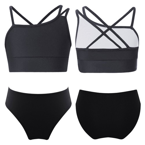 Kids Girls Bathing Suit For Workout Kids Girls 2Pcs Exercise Outfits Breathable - Picture 7 of 109