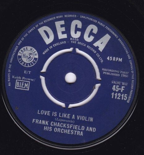 Frank Chacksfield And His Orchestra* - Love Is Like A Violin (7", Single) - Imagen 1 de 2