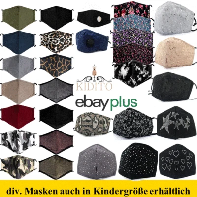 Stoffmaske Mund-Nasen-Maske Gesichtsmaske Mundbedeckung Stoff Maske 3-lagig TOP