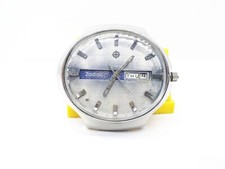 VINTAGE ZODIAC SS AUTOMATC SWISS WATCH DAY DATE OVERSIZE BALANCE OK! FOR REPAIR