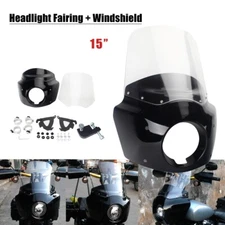 Headlight Fairing Mask Tall 15" Clear Windshield Adjustable For Harley Dyna 06+
