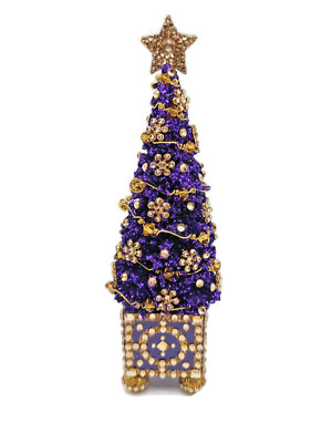 Patricia Breen Arbre de Noël Purple Gold Jeweled Christmas Holiday Tree Ornament