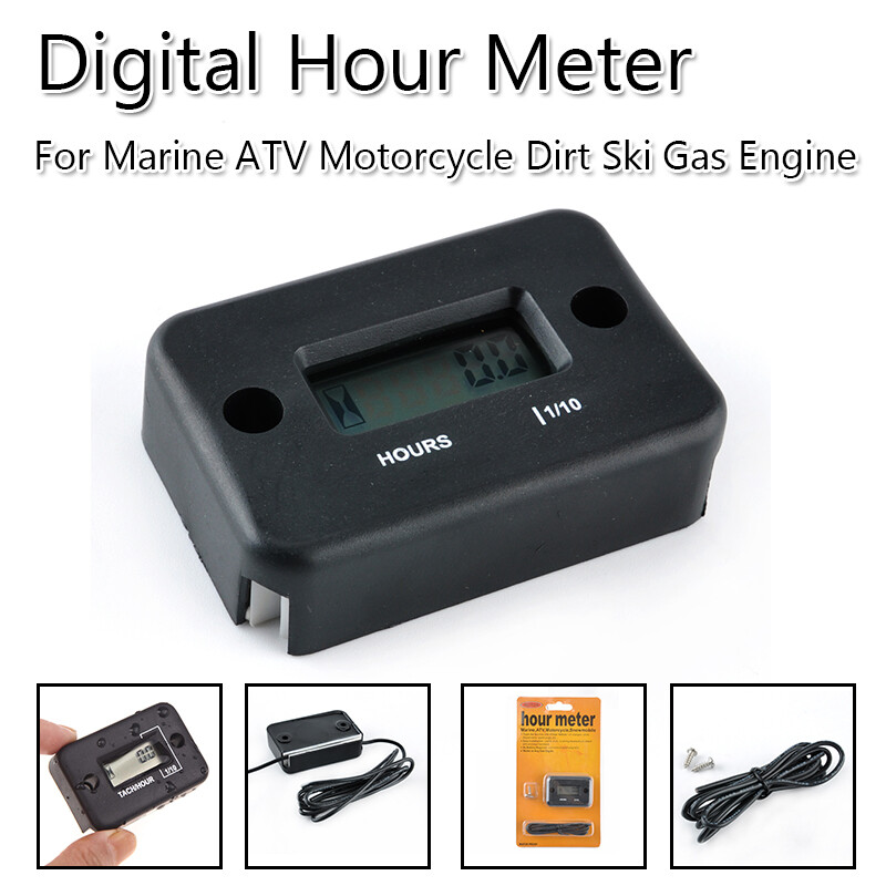 Orange Waterproof Hour Meter For Marine, ATV, Motorcycle, Mower, Boat Engines - Digital Tachometer