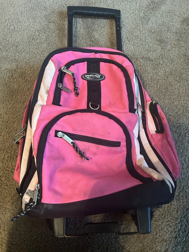 mochila sports plus olympia rosa usada acolchada muchas cremalleras lata para mucho esto Foto 4 de 4