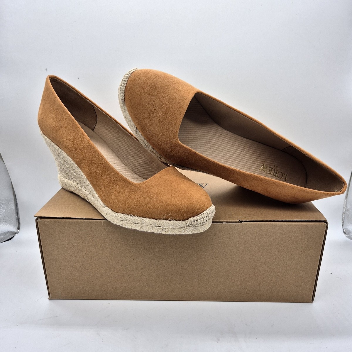 Crew Shoes Women's Espadrille Wedges Sueded Size Pale Clay