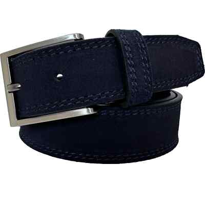 MENS ITALIAN SUEDE LEATHER BELT 35MM TAN BLUE GREY BROWN BLACK MUSTARD