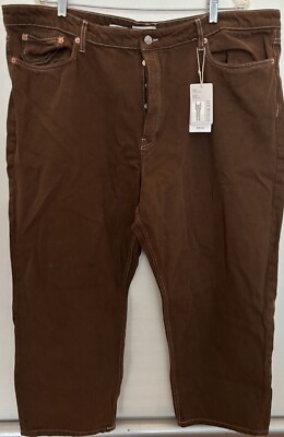 Women's MNG Mango Brown Denim Havana Straight Cropped Jeans Size US 22 EUR  54