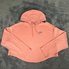 Nike Air Hoodie Womens Large Apricot Black Nike Swoosh Crop Loose Sweatshirt