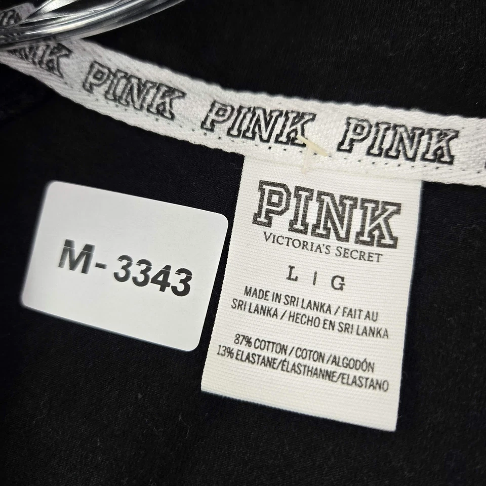 PINK Victoria's Secret Women Sweatshirt L Black Aztec Geometric Love 1/4 Zip - Image 2 of 4