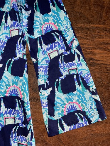 VESTIDO LILLY PULITZER XS Azul Marino Brillante ALPACA MY BAGS Cuello Barco Mangas 3/4 - Imagen 3 de 6