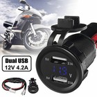 5V 4.2A Dual USB Charger Socket Adapter Power Outlet for 12V 24V Car Motorcycle
