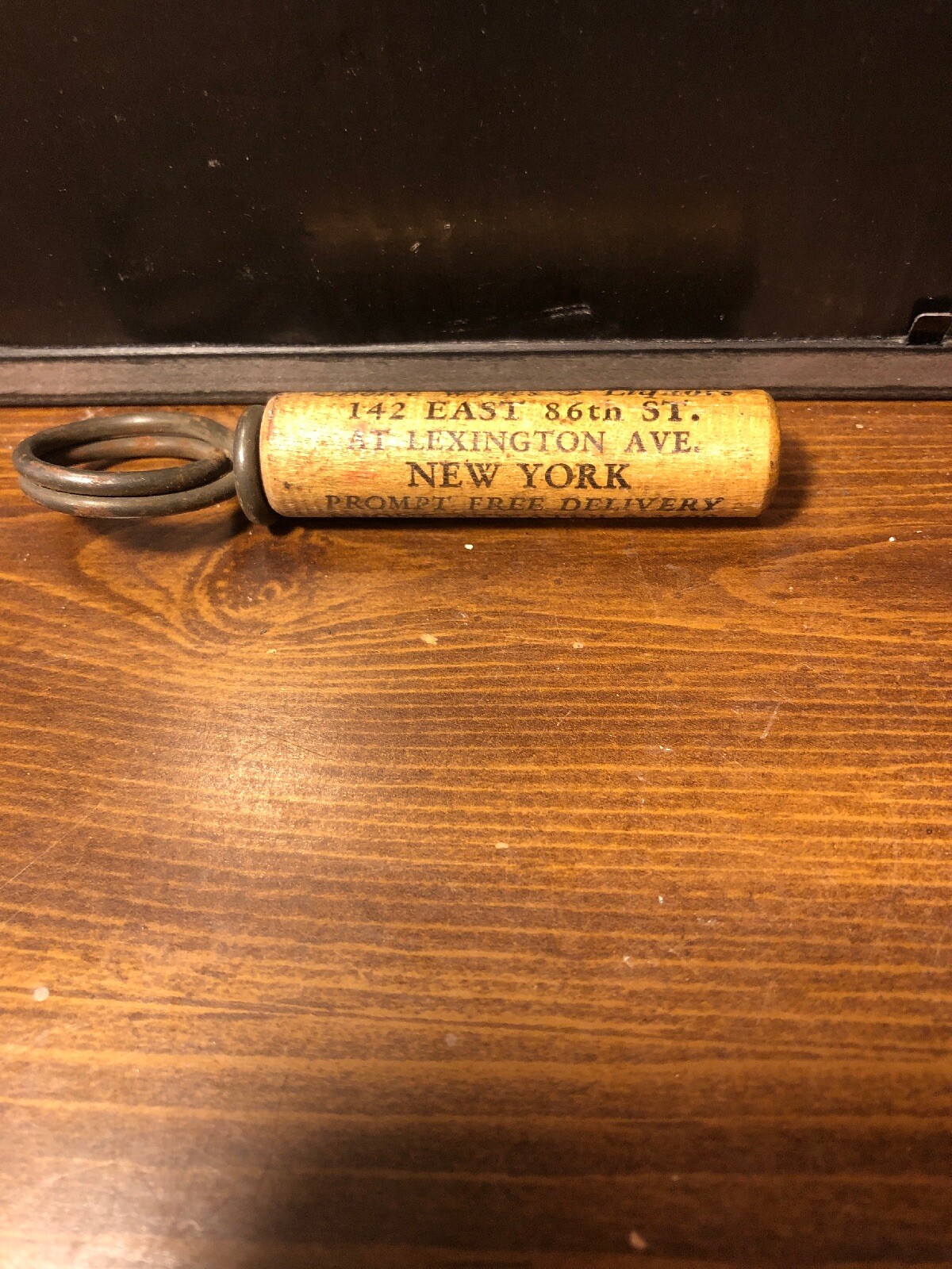 Vintage Barware Advertising Ambassador Liquors NYC Wooden Key Chain