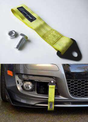 Universal Racing Sport Tow Hook Strap Band High Strength Heavy Duty Loop Yellow-