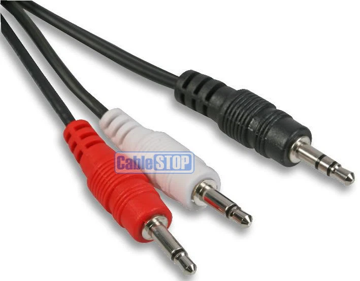 3.5mm STEREO Jack Plug to 2 x MONO Jack Plugs SPLITTER Converter Cable Lead  1m