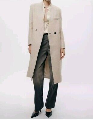 NWT ZARA COLLARLESS MANTECO WOOL COAT ZW COLLECTION SIZE S NWT ZARA COLLARLESS MANTECO WOOL COAT ZW COLLECTION SIZE S