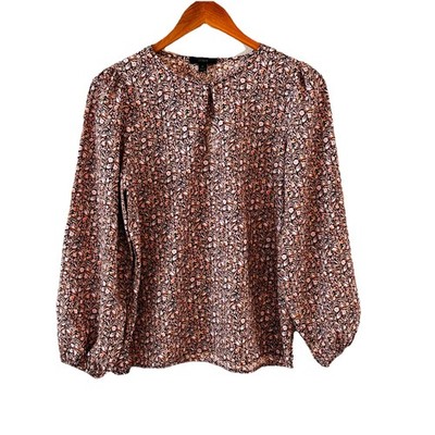 J. Crew Puff Sleeve Tunic Top Womens Size S Floral Peasant Boho Blouse Preppy