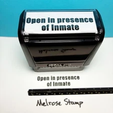 Open In Presence Of Inmate Rubber Stamp Black Ink Self Inking Ideal 4913