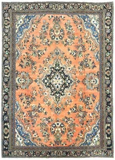 Antique Handmade Oriental Rug 8X11 ft Muted Floral Distressed Vintage Carpet