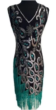 Western Fashion-Art Deco -Flapper Dress-Halloween - New Years- Size Small