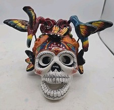 Mexican Folk Art Skull Day of the Dead Hummingbirds & Butterflies Garcia (320)