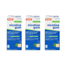 Rugby Nicotine Gum 2mg Mint 50 Count 3 Pack Stop Smoking Aid Sugar Free