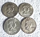 1963 Franklin Half Dollars x4 90% Silver Coins minted D-P