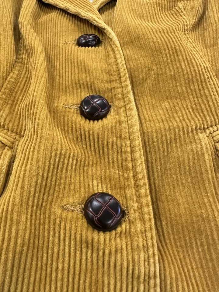 Blazer de Colección LL Bean Pana Mostaza Chaqueta Abrigo Forrada de 3 Botones Foto 4 de 4