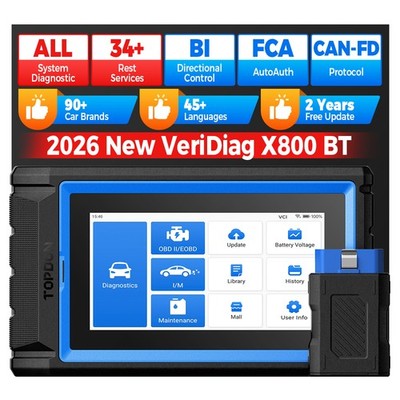 2026 TOPDON VeriDiag X800 BT Wireless OBD2 Scanner 34+ Reset Upgrade of AD800 BT