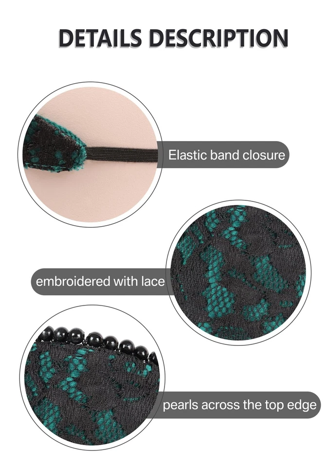 Diadema Anne Perla Tudor Capucha Francesa Gótico Renacimiento Accesorio para el Cabello Verde Foto 2 de 4