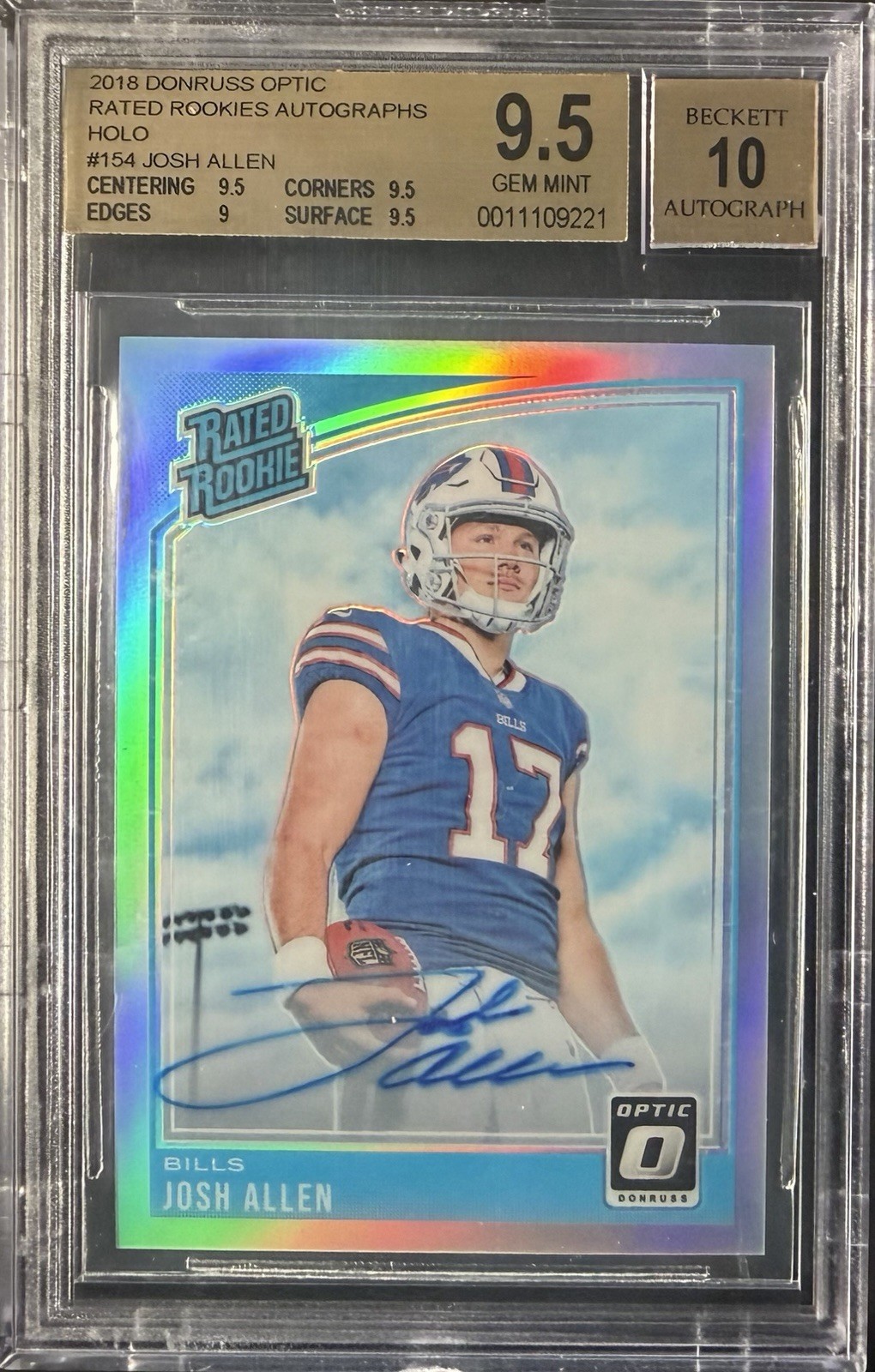 Josh Allen 2018 Donruss Optic Rookie RC Holo Auto 41/99 BGS 9.5/10